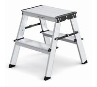 SONGMICS Escabeau, Échelle en Alliage d'Aluminium, 2 Marches, Charge 150 kg | Marche Pied Multifonctions, Argent et Noir, Collection BRODY GLT012E01