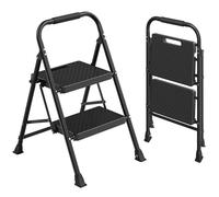 SONGMICS Escabeau en Acier, Marchepied Pliant à 2 Marches, Charge Maximale 150 kg, pour Maison, Bureau, Jardin, 54,5 x 46,5 x 79 cm, Noir GSL202BZ01