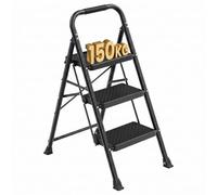 SONGMICS Escabeau en Acier, Marchepied Pliant à 3 Marches, Charge 150 kg | Charge Maximale 150 kg, pour Maison, Bureau, Jardin, 114 x 45,5 x 7,5 cm, Noir, Collection BRODY GSL203BZ01
