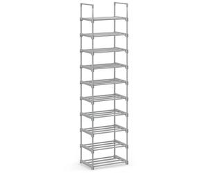 SONGMICS Étagère à Chaussures 10 Niveaux, Porte-Chaussures Haut, Support à Chaussures Fin, Rangement Chaussures, en Métal, Gain de Place, Dressing, Entrée, 30 x 45 x 174 cm, Gris LSA025G02
