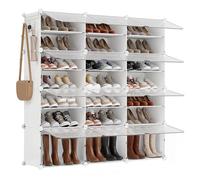 SONGMICS Étagère à Chaussures 12 Compartiments, Étagère de Rangement Modulable, Compartiment de 30 x 40 x 30 cm, Porte, Cadre en Acier, Plastique, pour Couloir, Chambre, Entrée, Blanc LPC040W01