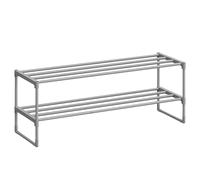 SONGMICS Étagère à Chaussures 2 Niveaux, Porte-Chaussures en Métal, à l’Endroit ou à l’Envers, pour 12-15 Paires, Empilable, pour Couloir, 30 x 92 x 34 cm, Gris LSA012G01