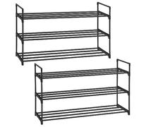 SONGMICS Étagère à Chaussures, Porte-Chaussures à 3 Niveaux, Rangement Chaussures, en Métal, 92 x 30 x 54 cm, pour 12 à 15 Paires, Empilable, pour Salon, Entrée, Couloir, Noir LSA13BK