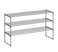 SONGMICS Étagère à Chaussures 3 Niveaux, Porte-Chaussures en Métal, à l’Endroit ou à l’Envers, pour 16-20 Paires, Empilable, pour Couloir, 30 x 92 x 55 cm, Gris LSA303G01