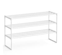 SONGMICS Étagère à Chaussures 3 Niveaux, Porte-Chaussures en Métal, à l’Endroit ou à l’Envers, pour 16-20 Paires, Empilable, pour Couloir, 30 x 92 x 55 cm, Blanc Perle LSA303W03