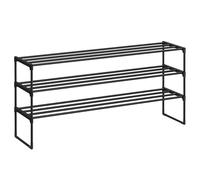 SONGMICS Étagère à Chaussures 3 Niveaux, Porte-Chaussures en Métal, à l’Endroit ou à l’Envers, pour 20-24 Paires, Empilable, pour Couloir, 30 x 117 x 55 cm, Noir LSA033B01