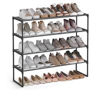 SONGMICS Étagère à Chaussures 4 Niveaux, Porte-Chaussures en Métal, à l’Endroit ou à l’Envers, pour 20-25 Paires, Empilable, pour Couloir, 30 x 92 x 74 cm, Noir LSA14BK