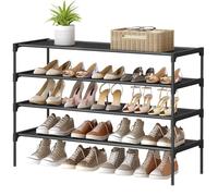 SONGMICS Étagère à Chaussures 4 Niveaux, Porte-Chaussures, Entrée, Couloir, Gain de Place, 29,7 x 91,8 x 70,5 cm, Cadre en Métal, Étagères en Tissu Non-Tissé, Noir d’Encre LSH034BH01