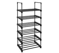 SONGMICS Étagère à Chaussures 6 Niveaux, Porte-chaussures en Métal, à l’Endroit ou à l’Envers, pour 7-14 Paires, Empilable, pour Couloir, 30 x 45 x 106 cm, Noir LSA23BK