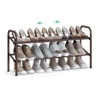 SONGMICS Étagère à Chaussures à 2 Niveaux, Rangement Ajustable pour Chaussures, pour Entrée, Placard, Assemblage Facile, en Métal, Bronze LMR029A01