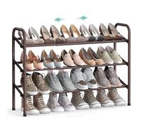SONGMICS Étagère à Chaussures à 3 Niveaux, Rangement Ajustable pour Chaussures, pour Entrée, Placard, Assemblage Facile, en Métal, Bronze LMR039A01