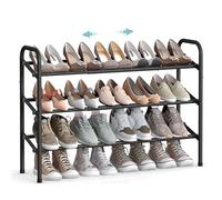 SONGMICS Étagère à Chaussures à 3 Niveaux, Rangement Ajustable pour Chaussures, pour Entrée, Placard, Assemblage Facile, en Métal, Noir d'Encre LMR039B01