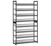 SONGMICS Étagère à Chaussures à 8 Niveaux, Étagère à Chaussures Empilable, Étagère de Rangement en Métal, Planches Réglables, 30,7 x 92,5 x 163,5 cm, 32-40 Paires, Noir LMR08B