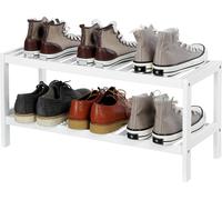 SONGMICS Etagère à chaussures avec 2 niveaux | pour 6 paires de chaussures | 70 x 26 x 33 cm | Range-chaussures en bambou | Organiseur à chaussures blanc LBS02WT