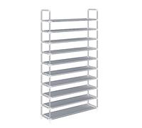 SONGMICS Étagère à Chaussures de 10 Niveaux, Organiseur à Chaussures, pour 50 Paires de Chaussures, pour Salon, Vestiaire, Entrée, Tissu Non tissé, 100 x 29 x 175 cm, Gris LSR10G