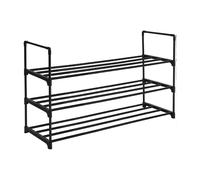 SONGMICS Étagère à Chaussures 3 Niveaux, Porte-chaussures en Métal, à l’Endroit ou à l’Envers, pour 16-20 Paires, Empilable, pour Couloir, 30 x 92 x 55 cm, Noir LSA303B02
