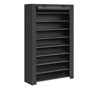 SONGMICS Étagère à Chaussures en Tissu à 10 Niveaux, Meuble de Rangement 28 x 88 x 160 cm, avec Housse de Protection, Chaussures de Sport, Talons Hauts, Pantoufles, Cadre en Métal, Noir RXJ36H