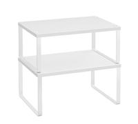 SONGMICS Étagère à Épices, Lot de 2, Support à Épices, Empilable, Extensible, Étagère de Rangement de Cuisine, en Métal, pour Plan de Travail, Blanc KCS01WT