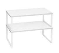 SONGMICS Étagère à Épices, Lot de 2, Support à Épices, Empilable, Extensible, Étagère de Rangement de Cuisine, en Métal, pour Plan de Travail, Blanc KCS401W01