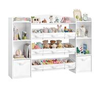 SONGMICS Étagère à Jouets pour Enfants, Meuble de Rangement Esprit Montessori, 4 Compartiments Ouverts, 9 Paniers, 2 Bacs, pour Chambre d’Enfant, 30 x 143,8 x 104 cm, Blanc Nuage GKR062WB01