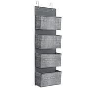 SONGMICS Étagère à Suspendre, Rangement Suspendu, Organisateur, Penderie, à Suspendre à la Porte ou au Mur, 4 Pochettes, Chambre, Bureau, Cuisine, 12 x 33,5 x 100 cm, Gris Chiné RDH004G11