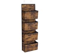 SONGMICS Étagère à Suspendre, Rangement Suspendu, Organisateur, Penderie, à Suspendre à la Porte ou au Mur, 4 Pochettes, Chambre, Bureau, Cuisine, 12 x 33,5 x 100 cm, Marron Rustique RDH004X01
