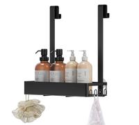 SONGMICS Étagère de Douche à Suspendre sans Perçage en Acier | Panier d'Accessoires, 1 Niveaux, pour Salle de Bain, Noir d'encre, Collection PARSON BCB204B101