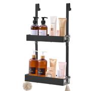 SONGMICS Étagère de Douche à Suspendre sans Perçage en Acier | Panier d'Accessoires, 31,5 x 15,5 x 56 cm, pour Salle de Bain, Noir d'encre, Collection PARSON BCB205B101