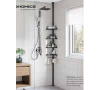 SONGMICS Étagère de Douche Réglable en Hauteur, 4 Niveaux, Étagère d'angle Télescopique, Hauteur 85 à 305 cm, Rangement de Salle de Bain BLANC