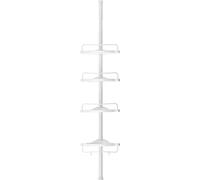 SONGMICS Étagère de Douche Réglable en Hauteur, 4 Niveaux, Étagère d'angle Télescopique, Hauteur 85 à 305 cm, Rangement de Salle de Bain, Blanc BCB001A