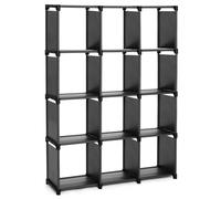 SONGMICS Étagère de Rangement à 12 Compartiments, Meuble de Rangement Ouvert, Bibliothèque, 30 x 105 x 140 cm, Organiseur pour Salon, Chambre, Salle de Bain, avec Marteau, Noir LSN12BK
