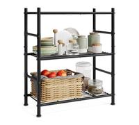 SONGMICS Étagère de Rangement à 3 Niveaux en Acier, 60 x 30 x 77,5 cm | Structure Stable et Robuste, Montage Facile, pour Cuisine, Salon et Chambre, Noir Mat, Collection DAVIAN BSC263BD01