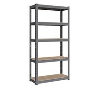 SONGMICS Étagère de Rangement à 5 Niveaux, 30 x 75 x 150 cm, Capacité 650 kg, Planches Réglables, Style Industriel, pour Cuisine, Salon, Gris GLR030G01