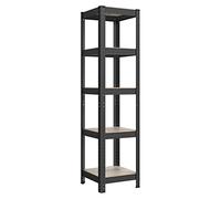 SONGMICS Étagère de Rangement à 5 Niveaux, 37 x 37 x 150 cm, Capacité 400 kg, Planches Réglables, Style Naturel, pour Cuisine, Salon, Grège et Noir GLR037B11