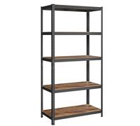 SONGMICS Étagère de Rangement à 5 Niveaux, 60 x 120 x 200 cm, Capacité 750 kg, Planches Réglables, Style Industriel, pour Cuisine, Salon, Marron Rustique et Noir GLR060B11