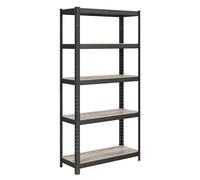 SONGMICS Étagère de Rangement à 5 Niveaux, 30 x 75 x 150 cm, Capacité 650 kg, Planches Réglables, Style Naturel, pour Cuisine, Salon, Couleur Boisée et Noir GLR030B11
