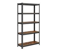 SONGMICS Étagère de Rangement à 5 Niveaux, 75 x 30 x 150 cm | Planches Réglables, Capacité 650 kg, Style Naturel, pour Cuisine, Salon, Marron rustique et noir, Collection COZORY GLR030B01