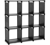SONGMICS Étagère de Rangement à 9 Compartiments, Meuble de Rangement Ouvert, Bibliothèque, 30 x 110 x 110 cm, Organiseur pour Salon, Chambre, Salle de Bain, avec Marteau, Noir LSN45BK
