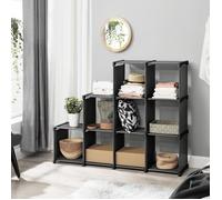 SONGMICS Étagère de Rangement à 9 Compartiments Meuble de Rangement Ouvert Bibliothèque Organiseur pour Salon Noir LSN45BK
