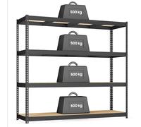 SONGMICS Étagère de Rangement Charge Lourde, Étagère de Garage, 4 Niveaux, Charge Jusqu’à 2000 kg, pour Cave, Garage, Entrepôt, Noir d'encre, 60 x 200 x 183 cm, GLR728BZ01