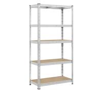 SONGMICS Étagère de Rangement Charge Lourde, Étagère de Garage 50 x 100 x 200 cm, Capacité de Charge Jusqu’à 875 kg, Montage Facile, Tablettes Réglables, Argent GLR447E01