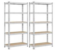 SONGMICS Étagère de Rangement Charge Lourde, Lot de 2, Étagère de Garage 40 x 90 x 180 cm, Capacité de Charge Jusqu'à 875 kg, Montage Facile, Tablettes Réglables, Argent