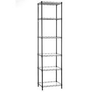 SONGMICS Étagère de Rangement en Métal à 6 Niveaux, Grilles Réglables en Hauteur, Garage, Cuisine, Salon, avec Planches en Plastique, 8 Crochets, Charge Totale 120 kg, Noir LGR116B01