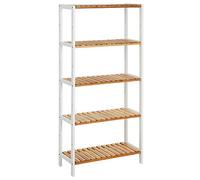 SONGMICS Étagère de Rangement, Meuble à Chaussures à 5 Niveaux, Support pour Plantes, Multifonction, pour Entrée, Salle de Bain, Balcon, Cuisine, 26 x 60 x 130 cm, Blanc et Naturel BCB35WN