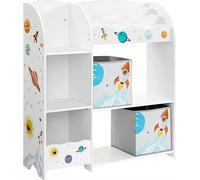 SONGMICS Étagère de rangement pour enfants à motif espace blanc - 93 x 30 x 100 cm