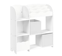 SONGMICS Étagère de Rangement pour Enfants, Bibliothèque, pour Livres et Jouets, Organisateur avec 2 Boîtes de Rangement, pour Salle de Jeux, Chambre d’Enfants, Salon, Blanc Nuage GKR042W01