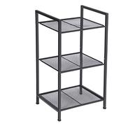 SONGMICS Étagère de Salle de Bain, en Métal, Rangement de Cuisine, 3 Niveaux, Étagère sur Pied, Porte-Plantes, Extensible, Grille Réglable en Hauteur, Style Industriel, Noir BSC33BK