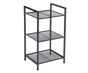 SONGMICS Étagère de Salle de Bain, en Métal, Rangement de Cuisine, 3 Niveaux, Étagère sur Pied, Porte-Plantes, Extensible, Grille Réglable en Hauteur, Style Industriel, Noir BSC33BK