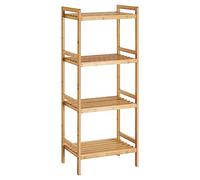 SONGMICS Étagère en Bambou à 4 Niveaux, Meuble de Rangement pour Salle de Bain, Bibliothèque, 45 x 31,5 x 111 cm, pour Salon, Chambre, Balcon, Couleur Boisée BCB074N01