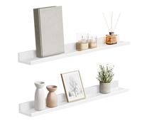 SONGMICS Étagère Murale Suspendue, Lot de 2, Décoration Salon, Longueur 80 cm, Tablette Flottante, pour Cadres Photo, Salon, Bureau, Salle de Bain, Cuisine, Blanc LWS080W01